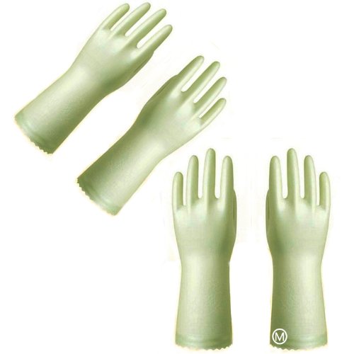 SHOWA 昭和 日本进口家用清洁手套 内里加绒防冻护手 珍珠绿(二副装) M号